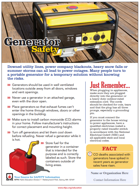 Generator Safety Tips from NFPA